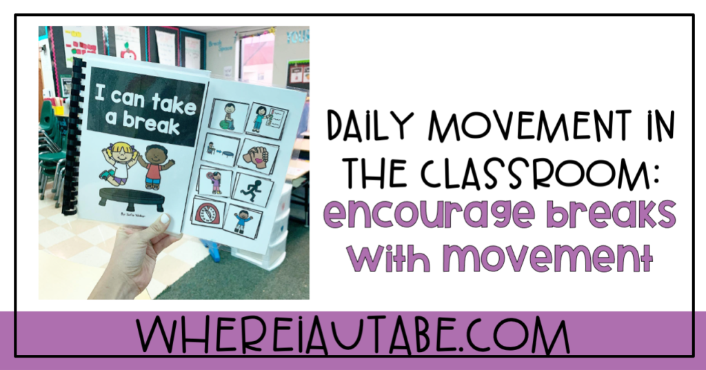 movement in the classroom featuring a social narrative with images that include movement