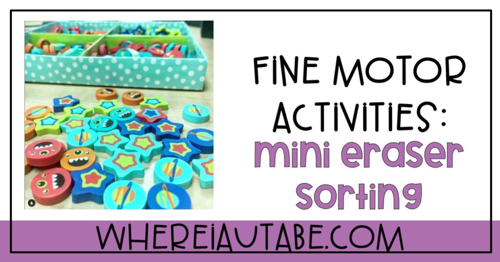 image featuring fine motor activity mini eraser sorting
