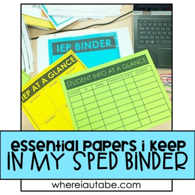 sped teacher binder featuring forms